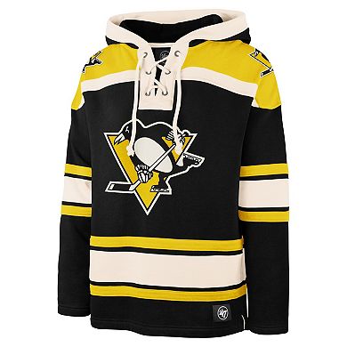 Men's '47 Black Pittsburgh Penguins Big & Tall Superior Lacer Pullover Hoodie