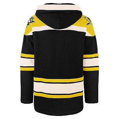 Men's '47 Black Pittsburgh Penguins Big & Tall Superior Lacer Pullover Hoodie