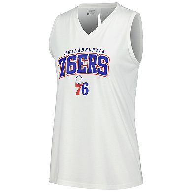 Women's Levelwear White Philadelphia 76ers Paisley Peekaboo Tank Top