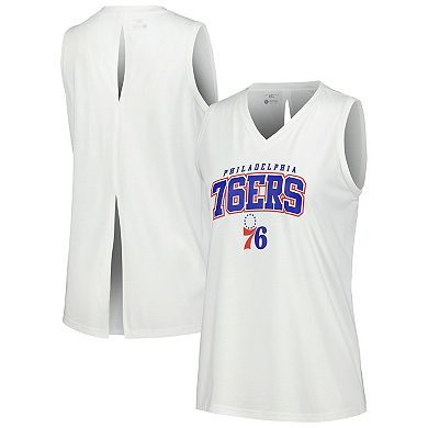 Women's Levelwear White Philadelphia 76ers Paisley Peekaboo Tank Top