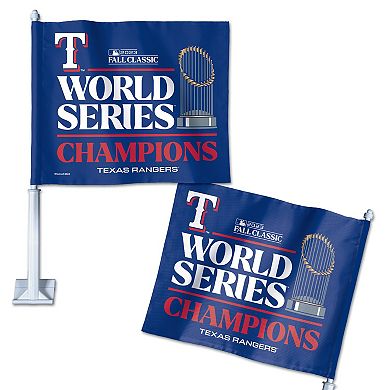 WinCraft Texas Rangers 2023 World Series Champions Locker Room 11.75" x 14" Two-Sided Car Flag