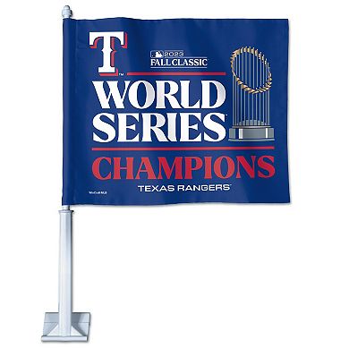 WinCraft Texas Rangers 2023 World Series Champions Locker Room 11.75" x 14" Two-Sided Car Flag