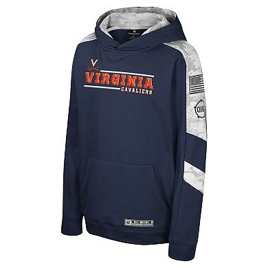 Youth Colosseum Navy Virginia Cavaliers OHT Military Appreciation Cyclone Digital Camo Pullover Hoodie