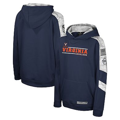 Youth Colosseum Navy Virginia Cavaliers OHT Military Appreciation Cyclone Digital Camo Pullover Hoodie