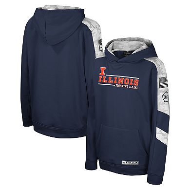 Youth Colosseum Navy Illinois Fighting Illini OHT Military Appreciation Cyclone Digital Camo Pullover Hoodie