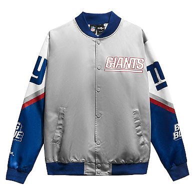 Men's Gray New York Giants Fanimation Satin Full-Snap Jacket