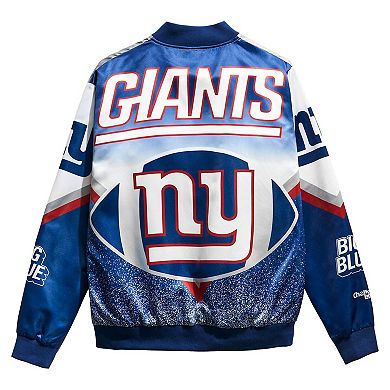 Men's Gray New York Giants Fanimation Satin Full-Snap Jacket