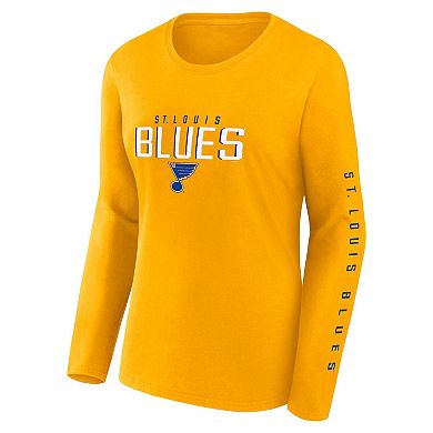 Women's Fanatics Branded Blue St. Louis Blues Long and Short Sleeve Two-Pack T-Shirt Set