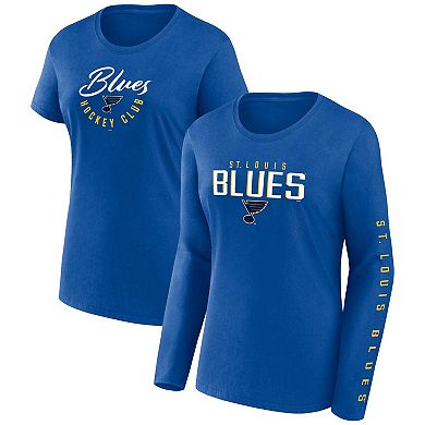 Women's Fanatics Branded  Blue St. Louis Blues Long and Short Sleeve Two-Pack T-Shirt Set