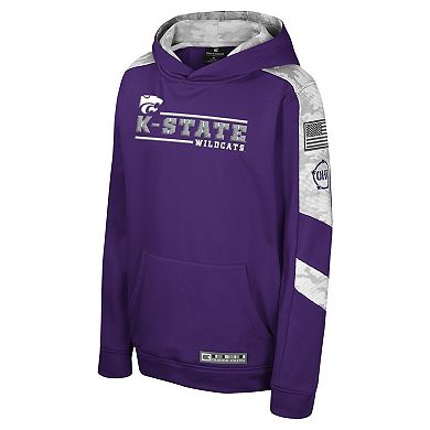 Youth Colosseum Purple Kansas State Wildcats OHT Military Appreciation Cyclone Digital Camo Pullover Hoodie