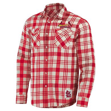 Men's Darius Rucker Collection by Fanatics Red St. Louis Cardinals Plaid Flannel Button-Up Shirt