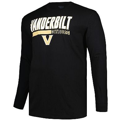 Men's Profile Black Vanderbilt Commodores Big & Tall Two-Hit Long Sleeve T-Shirt