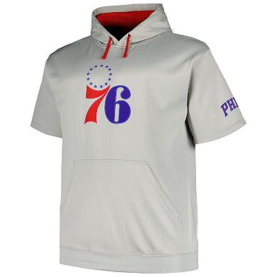 Men's Fanatics Branded Silver Philadelphia 76ers Big & Tall Logo Pullover Hoodie