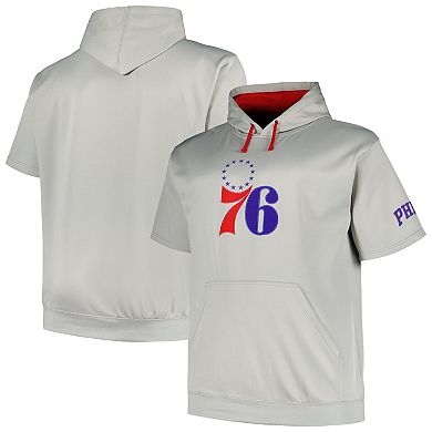 Men's Fanatics Branded Silver Philadelphia 76ers Big & Tall Logo Pullover Hoodie