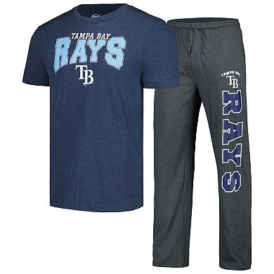 Men's Concepts Sport Charcoal/Navy Tampa Bay Rays Meter T-Shirt & Pants Sleep Set