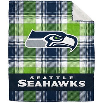 Pegasus Seattle Seahawks 50" x 60" Plaid Flannel Sherpa Plush Blanket