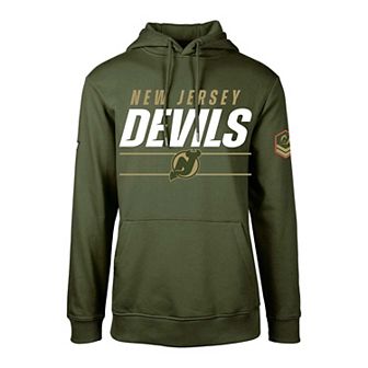 Men's Levelwear Olive New Jersey Devils Podium Fleece Pullover Hoodie