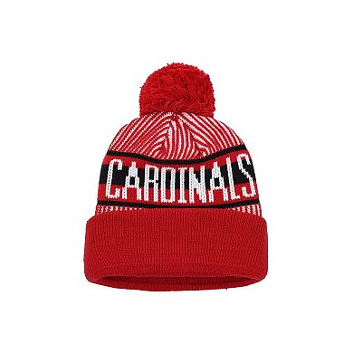 Youth New Era Cardinal Arizona Cardinals Striped Cuffed Knit Hat with Pom