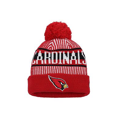 Youth New Era Cardinal Arizona Cardinals Striped Cuffed Knit Hat with Pom