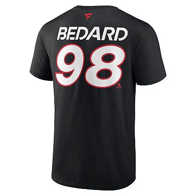 Men's Fanatics Branded Connor Bedard Black Chicago Blackhawks Authentic Pro Prime Name & Number T-Shirt