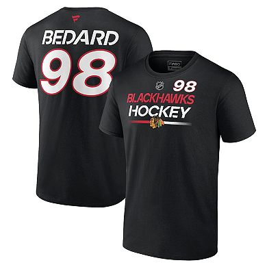 Men's Fanatics Branded Connor Bedard Black Chicago Blackhawks Authentic Pro Prime Name & Number T-Shirt