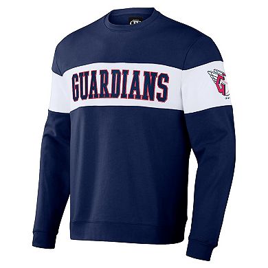 Men's Darius Rucker Collection by Fanatics Navy Cleveland Guardians Stripe Pullover Sweatshirt