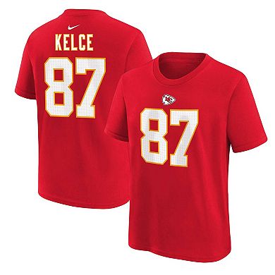 Youth Nike Travis Kelce Red Kansas City Chiefs Player Name & Number T-Shirt