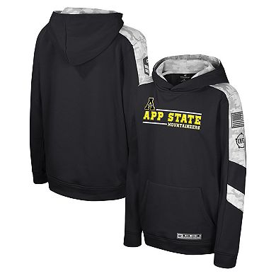 Youth Colosseum Black Appalachian State Mountaineers OHT Military Appreciation Cyclone Digital CamoÂ Pullover Hoodie