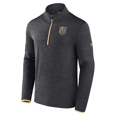 Men's Fanatics Branded Heather Charcoal Vegas Golden Knights Authentic Pro Quarter-Zip Pullover Top