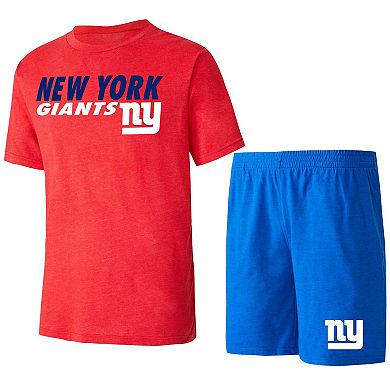 Men's Concepts Sport Royal/Red New York Giants Meter T-Shirt & Shorts Sleep Set