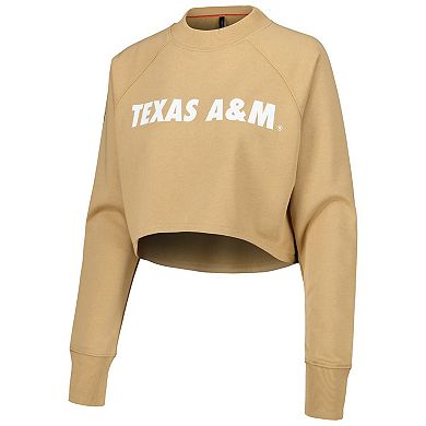 Women's Tan Texas A&M Aggies Raglan Cropped Sweatshirt & Sweatpants Set