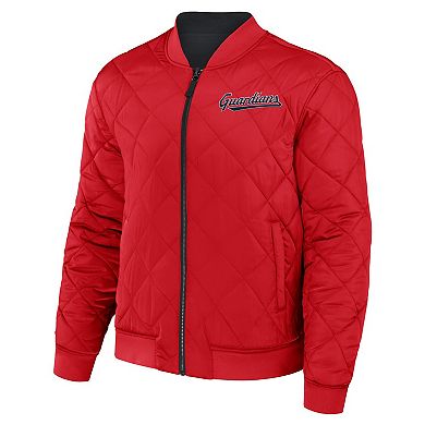 Men's Darius Rucker Collection by Fanatics Black/Red Cleveland Guardians Reversible Full-Zip Bomber Jacket
