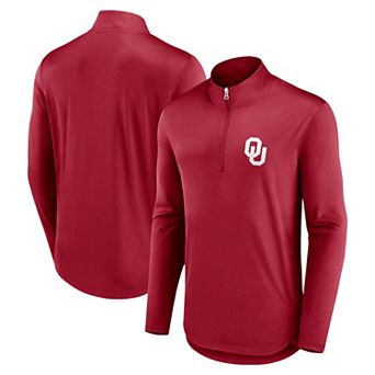 Men's Fanatics Branded Crimson Oklahoma Sooners Quarterback Mock Neck Quarter-Zip Top