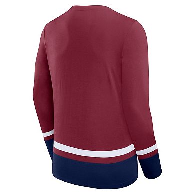 Men's Fanatics Branded Burgundy Colorado Avalanche Back Pass Lace-Up Long Sleeve T-Shirt