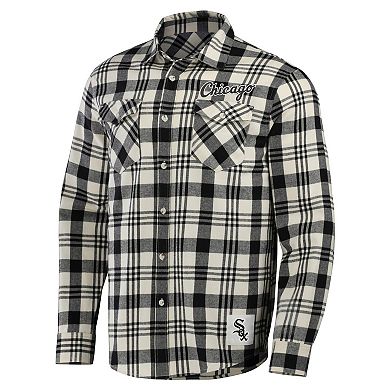 Men's Darius Rucker Collection by Fanatics Black Chicago White Sox Plaid Flannel Button-Up Shirt