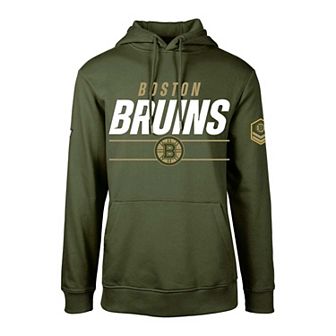 Men's Levelwear Olive Boston Bruins Podium Fleece Pullover Hoodie