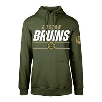 Men's Levelwear Olive Boston Bruins Podium Fleece Pullover Hoodie