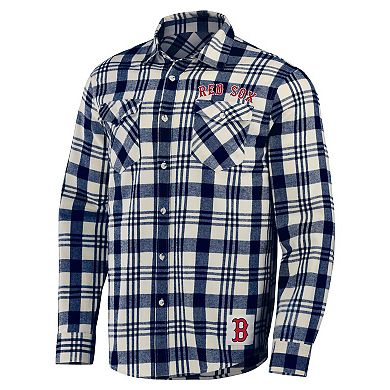 Men's Darius Rucker Collection by Fanatics Navy Boston Red Sox Plaid Flannel Button-Up Shirt