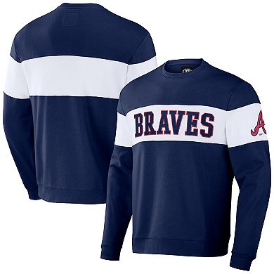 Men's Darius Rucker Collection by Fanatics Navy Atlanta Braves Stripe Pullover Sweatshirt