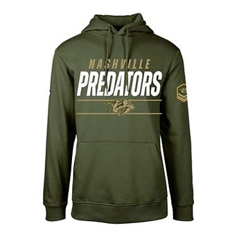 Men's Levelwear Olive Nashville Predators Podium Fleece Pullover Hoodie