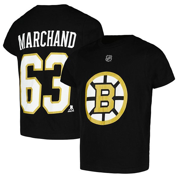 Youth Brad Marchand Black Boston Bruins Name & Number T-Shirt