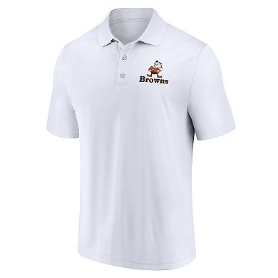 Men's Fanatics Branded White/Brown Cleveland Browns Throwback Two-Pack Polo Set