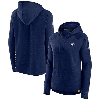 Women's Fanatics Branded Heather Navy Nashville Predators Authentic Pro Pullover Hoodie