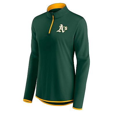 Women's Fanatics Branded Green Oakland Athletics Corner Quarter-Zip Top