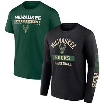 Men's Fanatics Branded Hunter Green/Black Milwaukee Bucks Two-Pack Just Net Combo Set