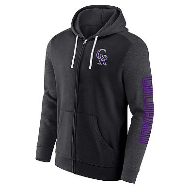Men's Fanatics Branded Black Colorado Rockies Offensive Line Up Lightweight Full-Zip Hoodie