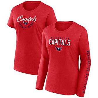 Women's Fanatics Branded Red Washington Capitals Long and Short Sleeve Two-Pack T-Shirt Set
