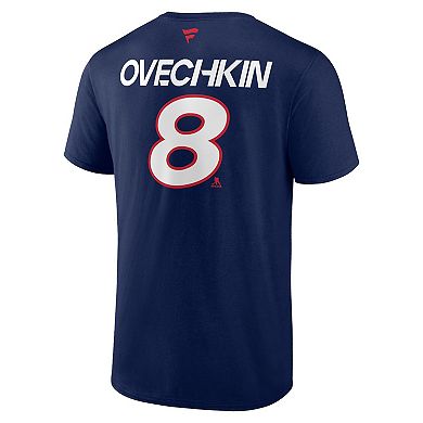 Men's Fanatics Branded Alexander Ovechkin Navy Washington Capitals Authentic Pro Prime Name & Number T-Shirt