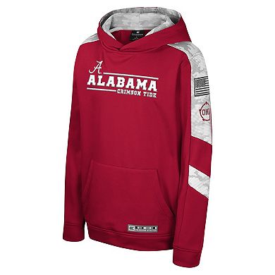 Youth Colosseum Crimson Alabama Crimson Tide OHT Military Appreciation Cyclone Digital Camo Pullover Hoodie