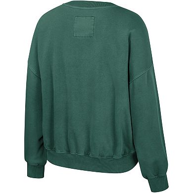 Women's Colosseum Green Michigan State Spartans Audrey Washed Pullover Sweatshirt